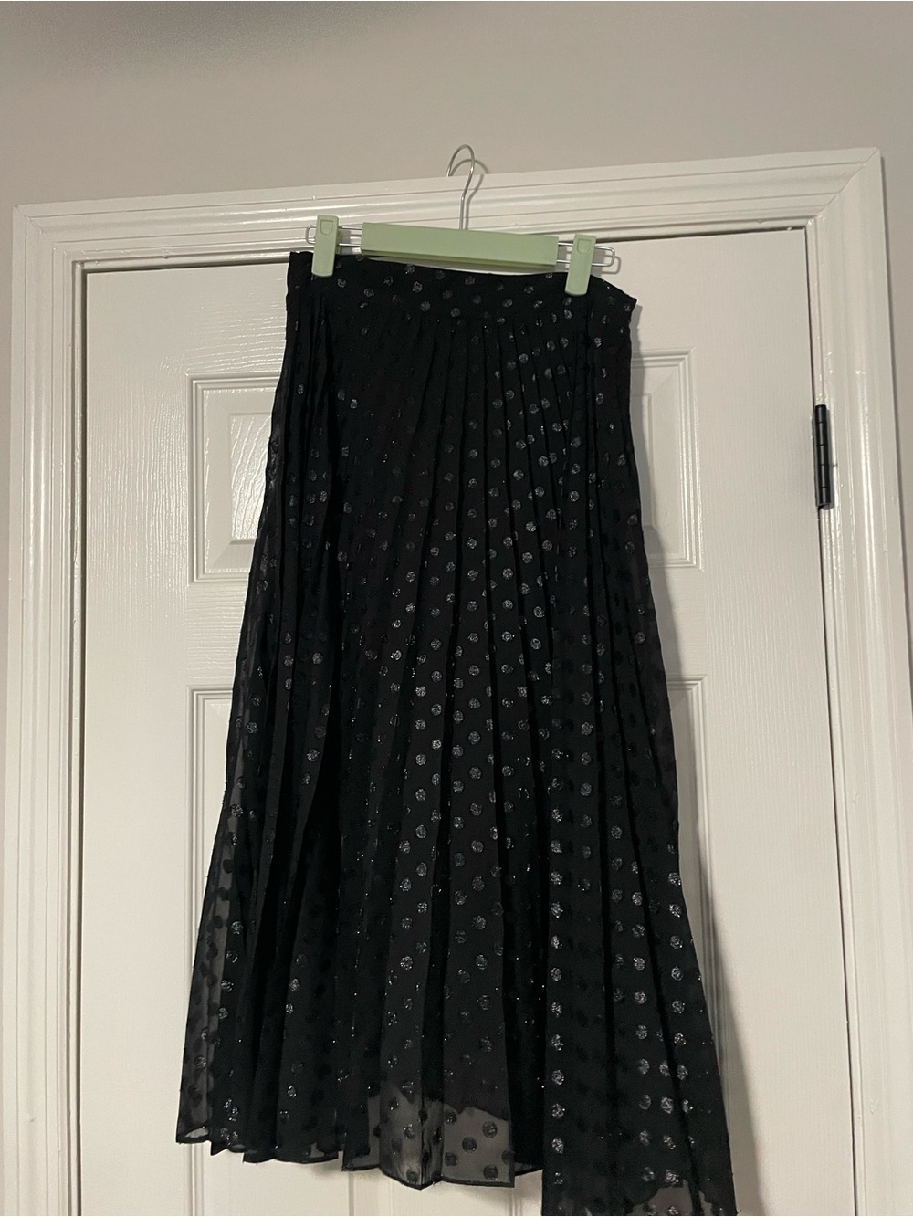 Cynthia Rowley Black Pleated Skirt with Metallic Polka Dots